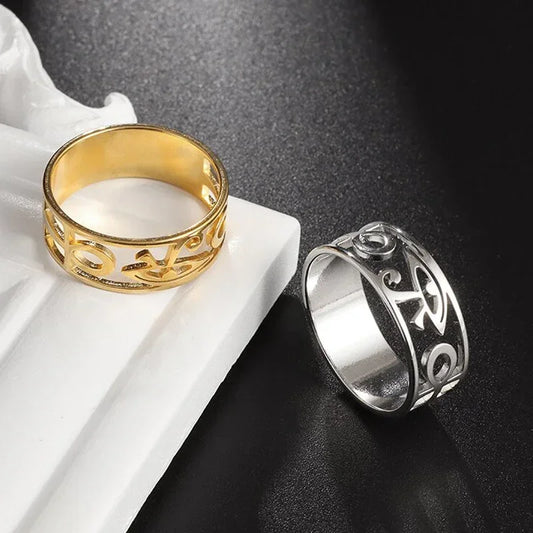 YILUOCD Stainless Steel Eye of Horus & Ankh Ring