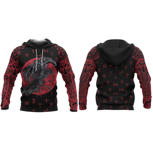 Tattoo Hoodie Raven of Odin 3D Printed