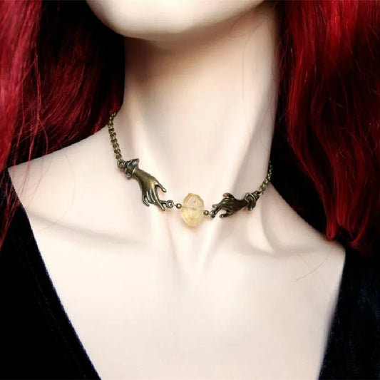 Witchy Chain Choker Hands Necklace