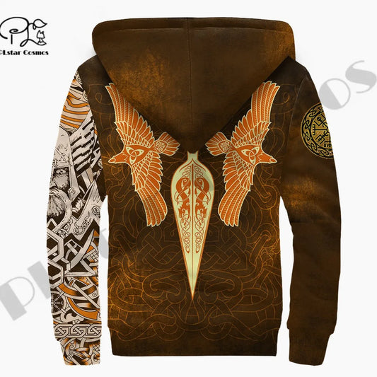 Viking Odin Raven 3D Printed Fleece Zipper Hoodie