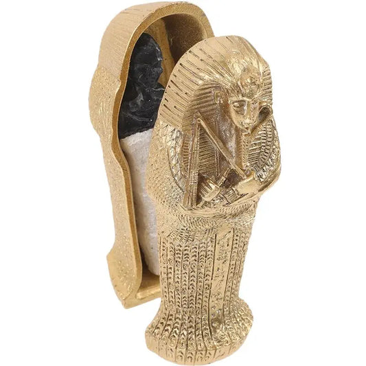 Golden Sarcophagus with Mummy Figurine Set