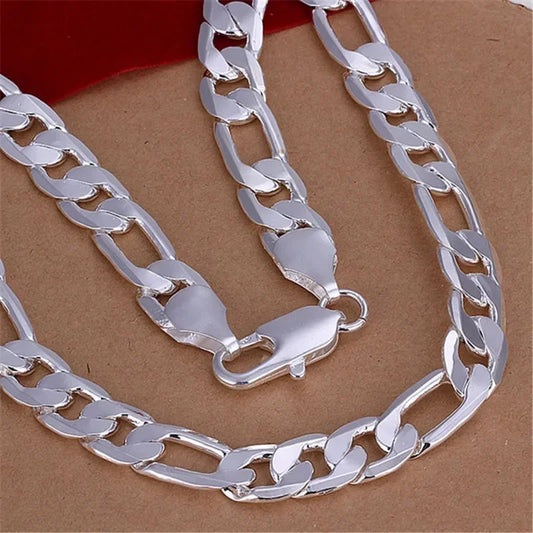 Solid 925 Sterling Silver Cuban Chain Necklace