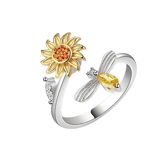2025 Luxury Bee &amp; Sunflower Rotating Ring