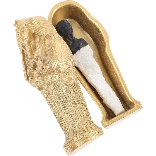 Golden Sarcophagus with Mummy Figurine Set