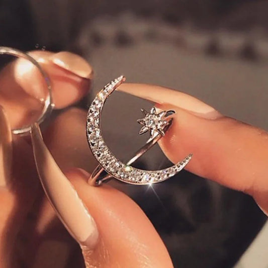 Trendy Moon and Sun Cuff Ring