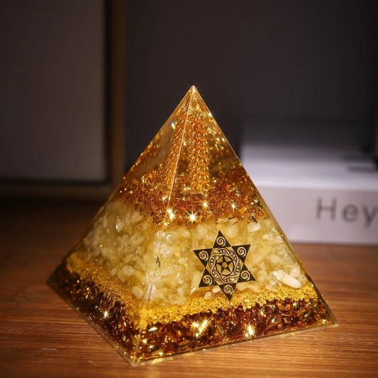 Handmade Citrine Orgonite Crystal Pyramid
