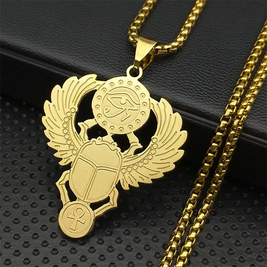 Egyptian Scarab & Eye of Ra Necklace