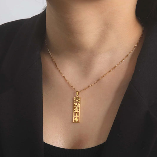Skyrim Egyptian Ankh & Hieroglyphs Necklace