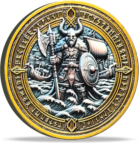 Viking Warrior and Mjölnir Challenge Coin