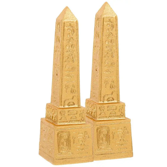 2pcs Egyptian Obelisk & Pyramid Miniature Set