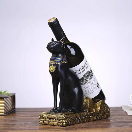 Resin Egypt Anubis & Bastet Wine Rack Holder