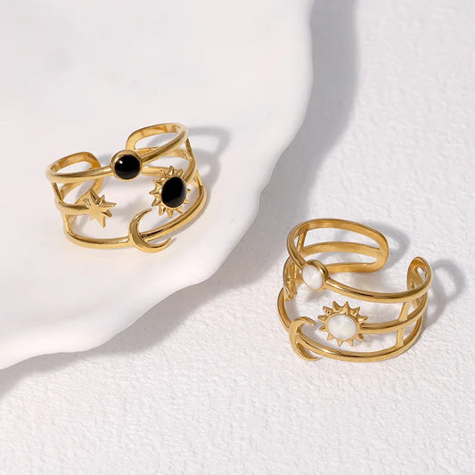 Minimalist Sun Star Moon Ring for Women