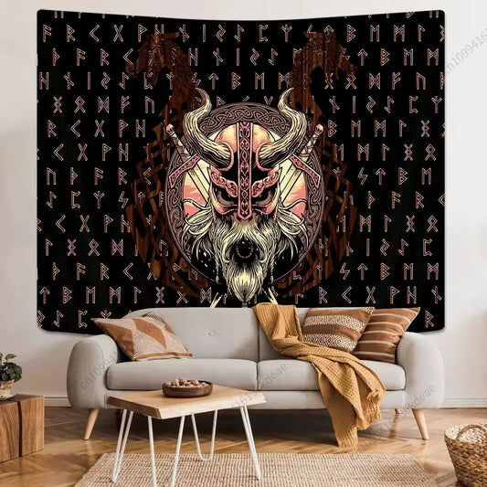 Aesthetic Viking Runes & Greek Mythology Tapestry