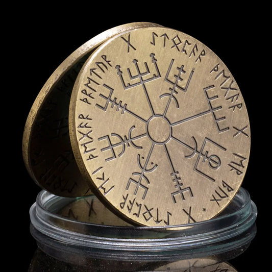 Vegvísir Viking Compass Coin