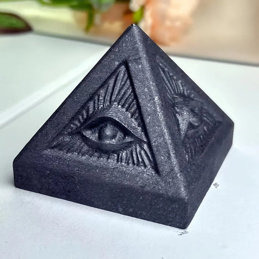 Natural Shungite Pyramid Carving