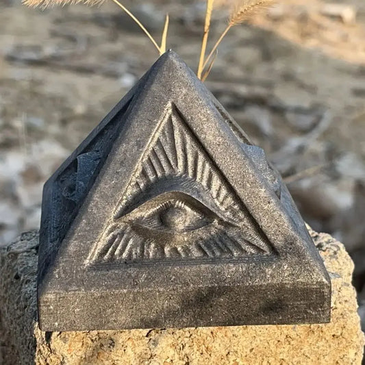Natural Shungite Pyramid Carving