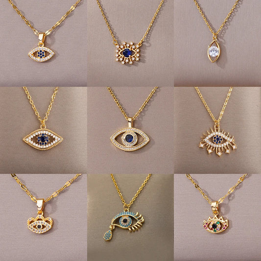 Zircon Blue Evil Eye Necklace