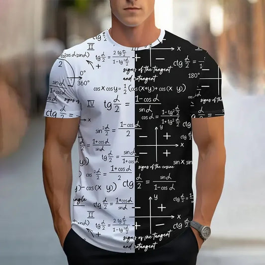 Fashion Retro Mathematical Element Pattern Men’s T-Shirt