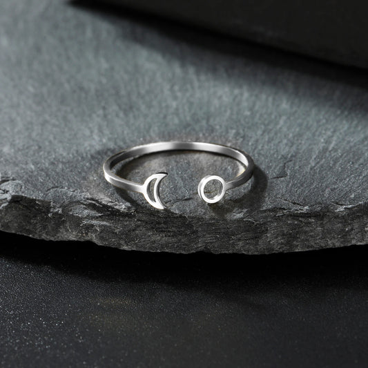 Dreamtimes Minimalist Sun & Moon Open Rings