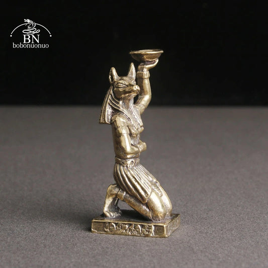 Vintage Brass Egyptian Anubis Doghead Holder