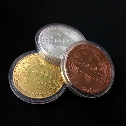 Gold Plated Bitcoin Coin – Physical BTC Collectible Art Coin
