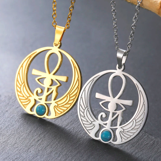Dawapara Ankh Cross & Eye of Horus Necklace