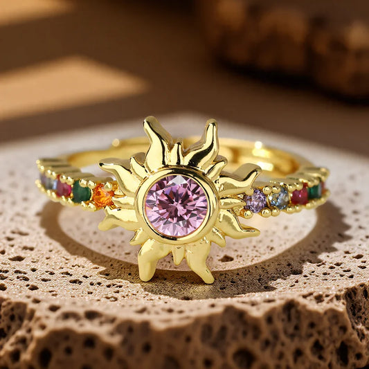 Stylish Pink & White Sun Rings for Women