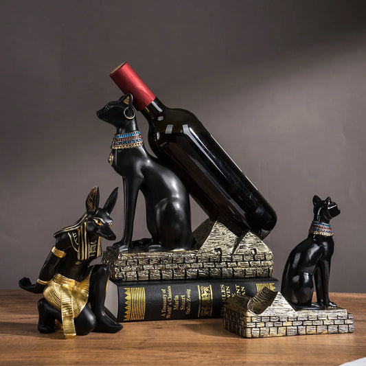 Egypt Anubis & Bastet God Wine Bottle Rack