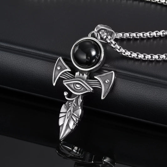 Agate Horus Eye Necklace for Men