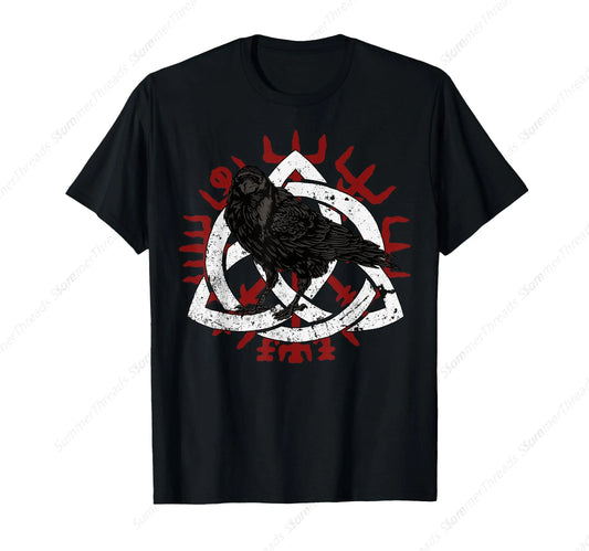 Viking Raven Odin Runes Vegvisir T-Shirt