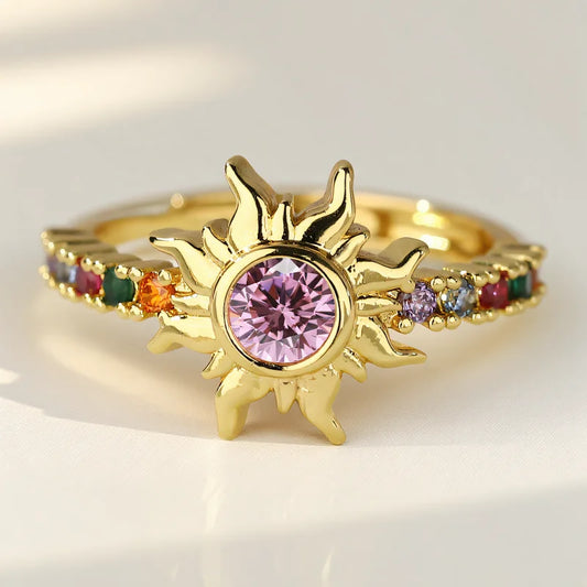 Stylish Pink & White Sun Rings for Women