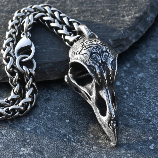 Gothic Raven Skull Pendant