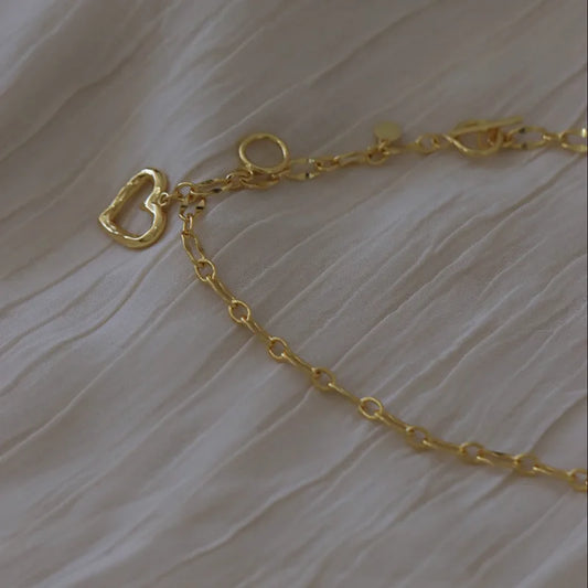 VENTFILLE 925 Sterling Silver Love Heart Asymmetry Necklace
