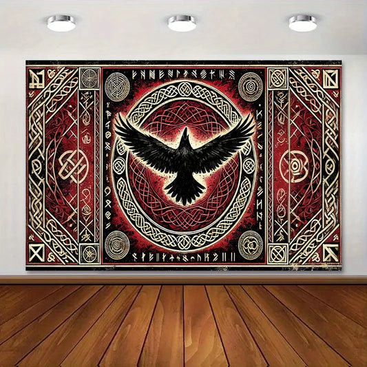 Raven Norse Runes Tapestry