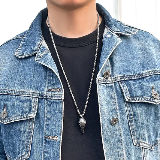 Gothic Raven Skull Pendant