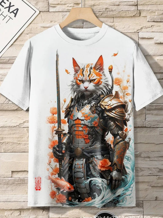Samurai Cat 3D Printed T-Shirt