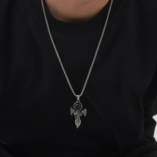Agate Horus Eye Necklace for Men