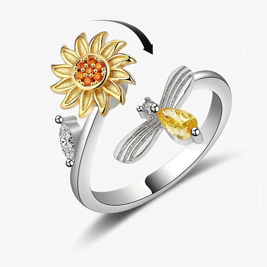 2025 Luxury Bee &amp; Sunflower Rotating Ring