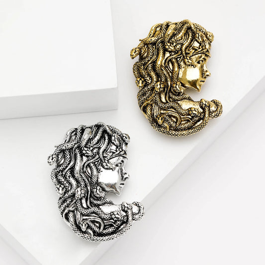Enamel Medusa Brooch