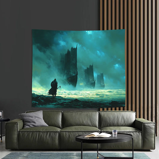 Viking Warrior on the Shore Tapestry