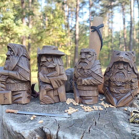 4-Piece Norse Pagan Viking Resin Statue Set