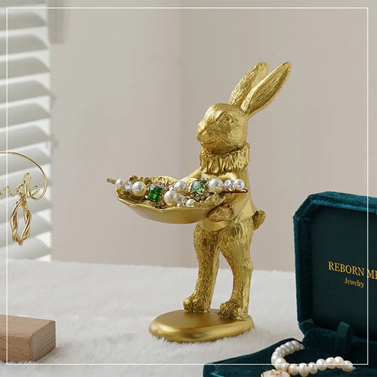 Cute Golden Bunny Figurine