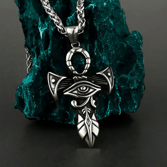 Nordic Viking Retro Cross Sword Eye of Horus Pendant
